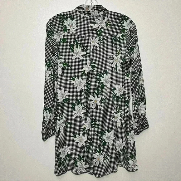 SOLITAIRE BY RAVI KHOSLA Floral Plaid Top | size large - Picture 2 of 5